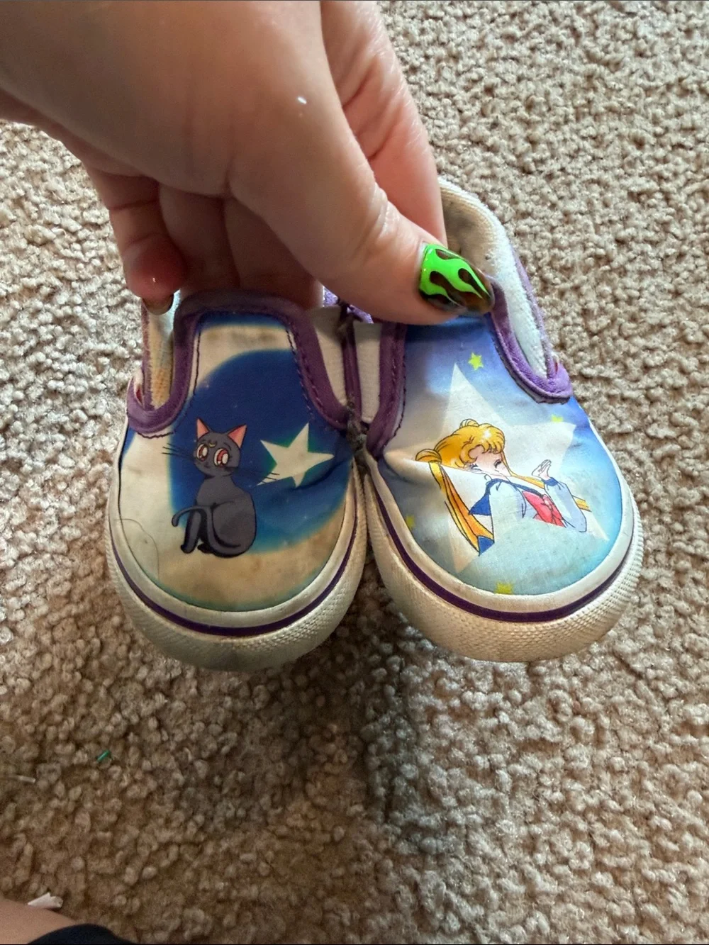 B72 6C Vans Kids Purple Sailor Moon Slip-On Shoes